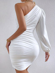 Asymmetrical off-shoulder dress
