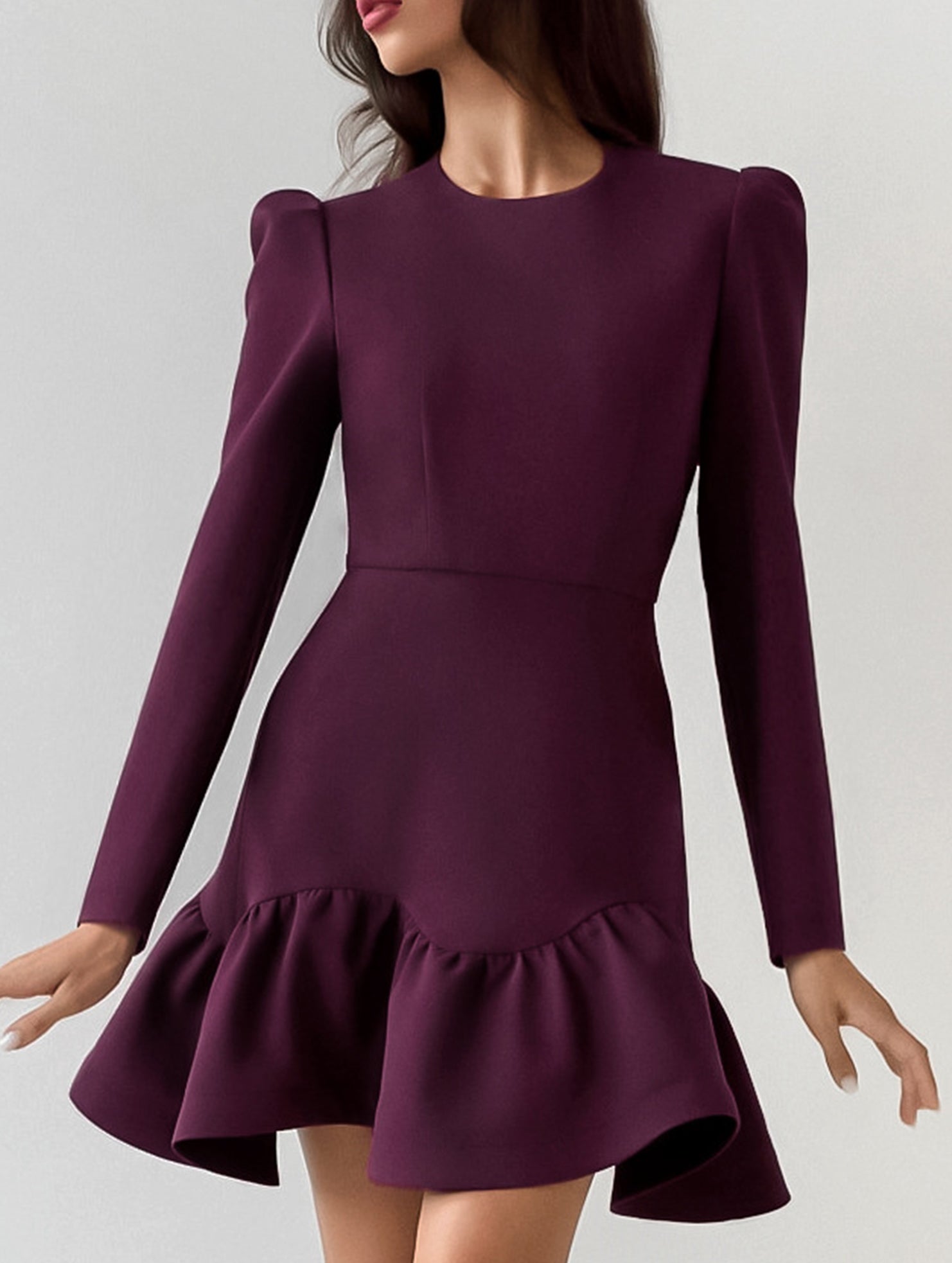 A-line dress with ruffles and puff sleeves