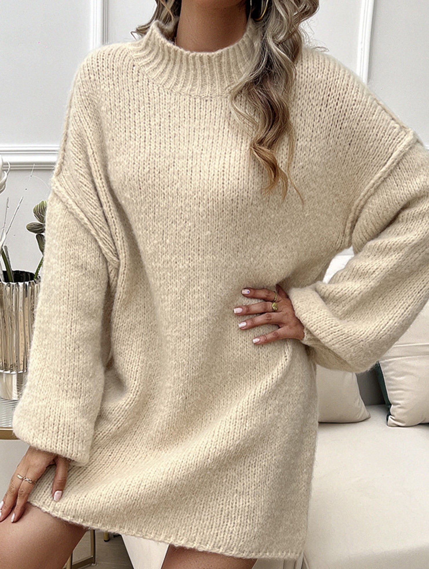 Casual loose long-sleeved sweater dress