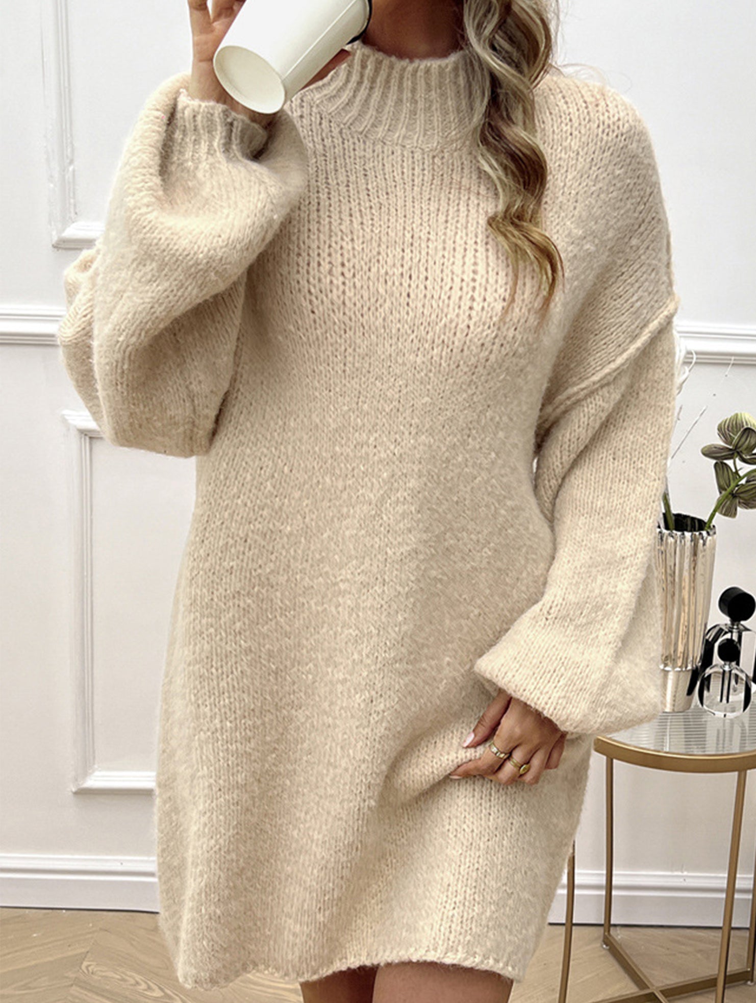 Casual loose long-sleeved sweater dress