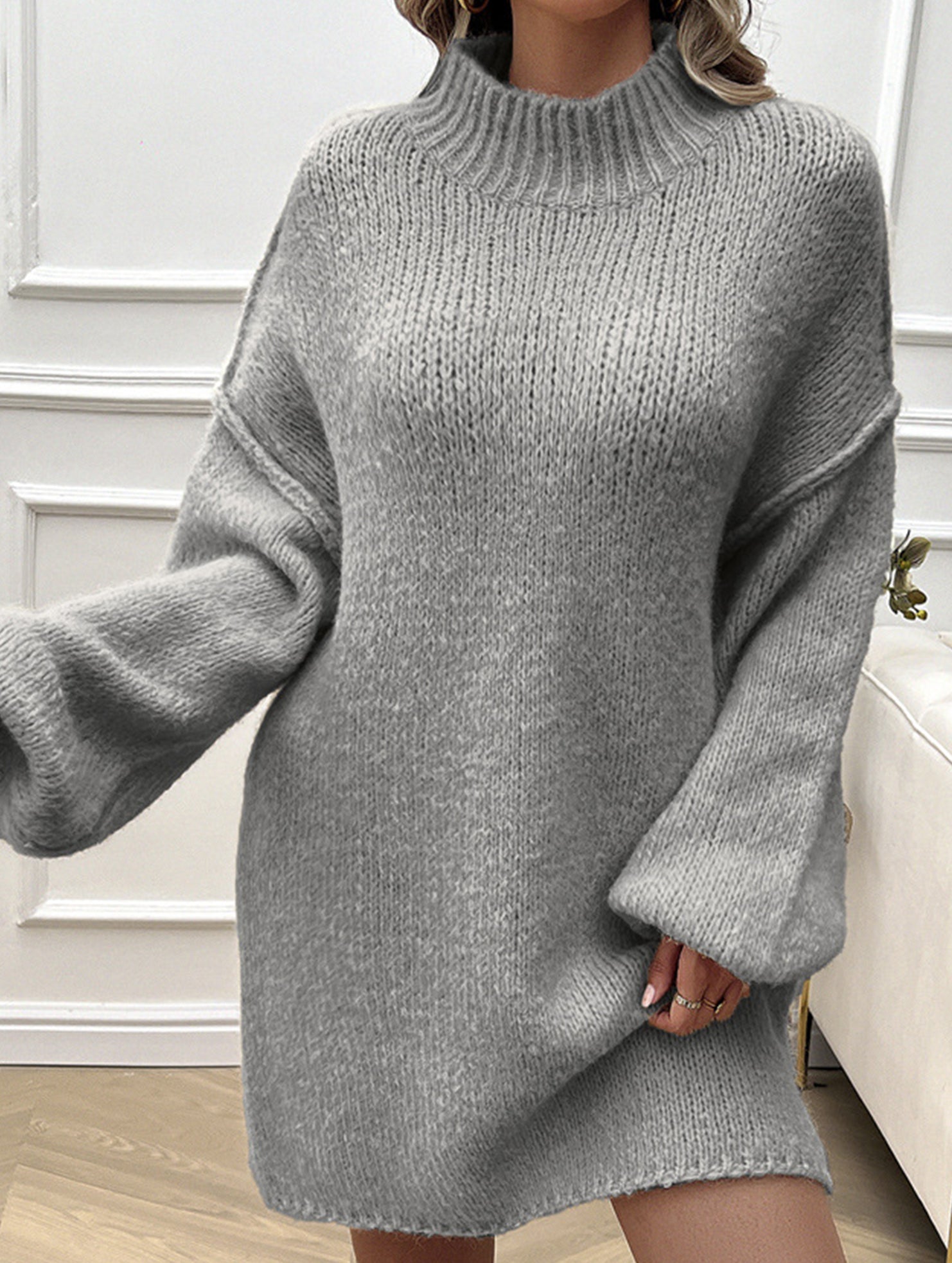 Casual loose long-sleeved sweater dress