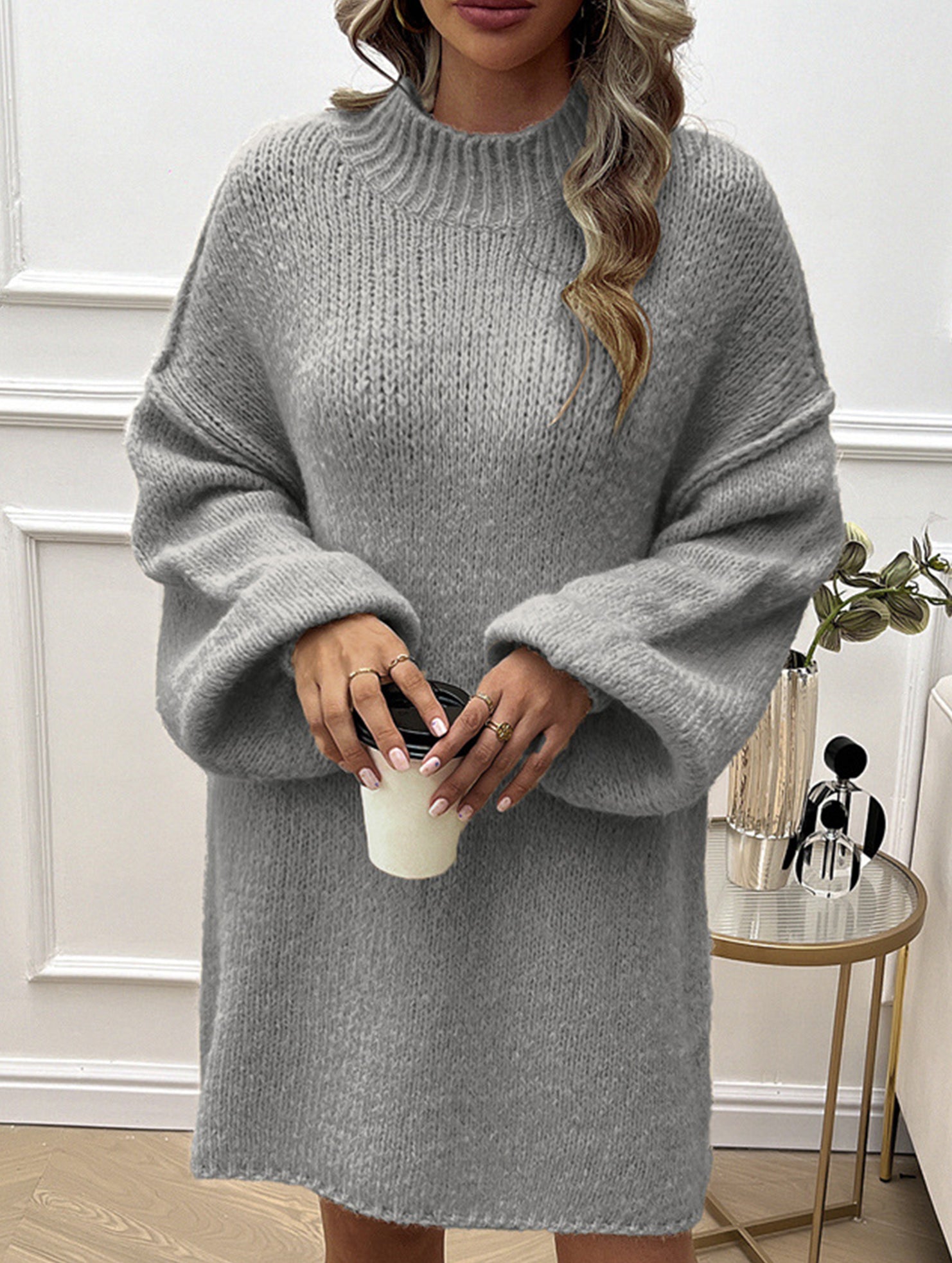 Casual loose long-sleeved sweater dress