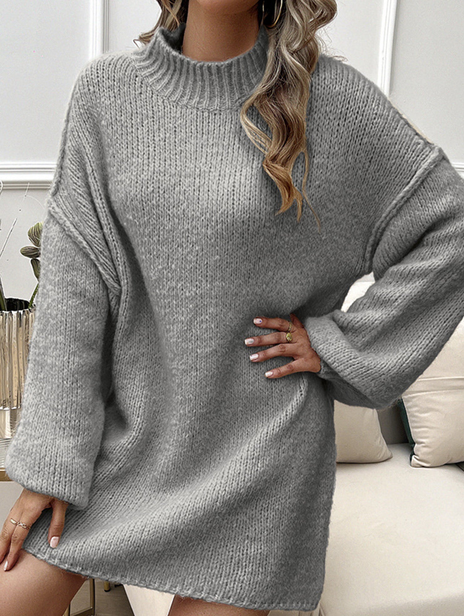 Casual loose long-sleeved sweater dress