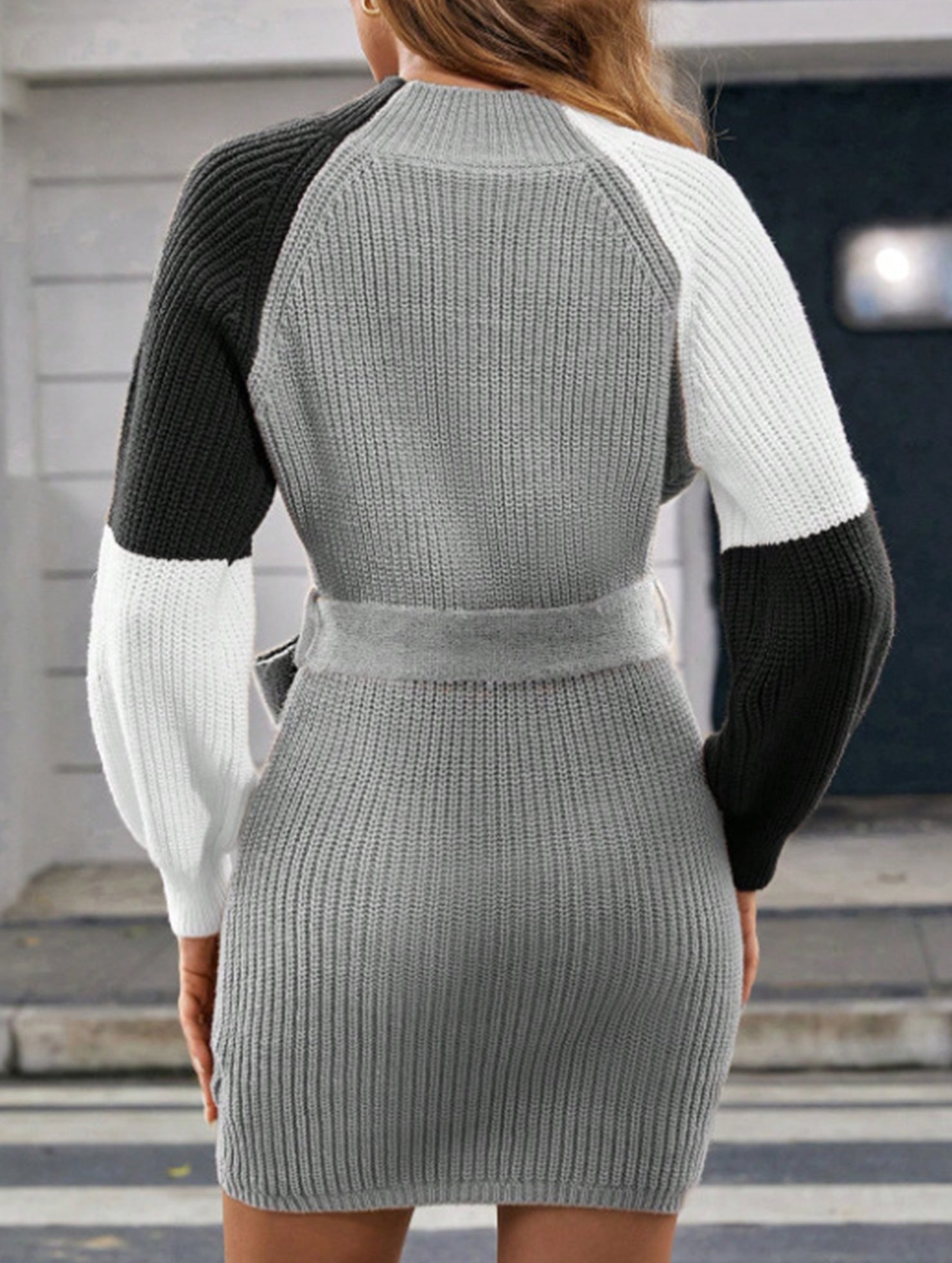 Casual patchwork slim waist loose short dress