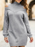 Off-the-shoulder loose mid-length sweater
