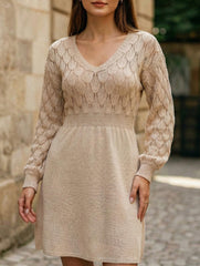 Crochet V Neck A Line Beach Dress_CWDSD11305