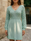 Crochet V Neck A Line Beach Dress_CWDSD11305