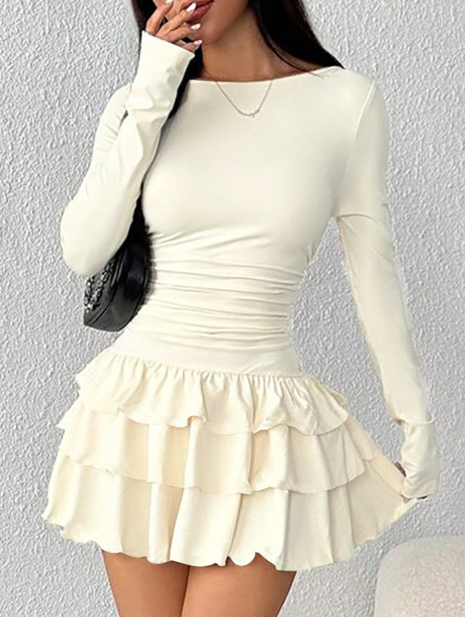 Slim-fit, flattering long-sleeved dress for women_CWDSD11332