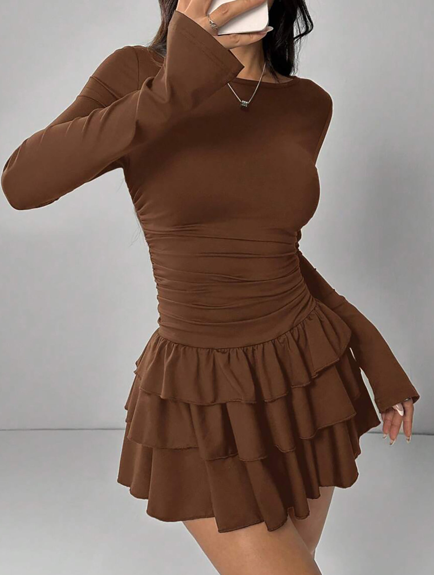 Slim-fit, flattering long-sleeved dress for women_CWDSD11332