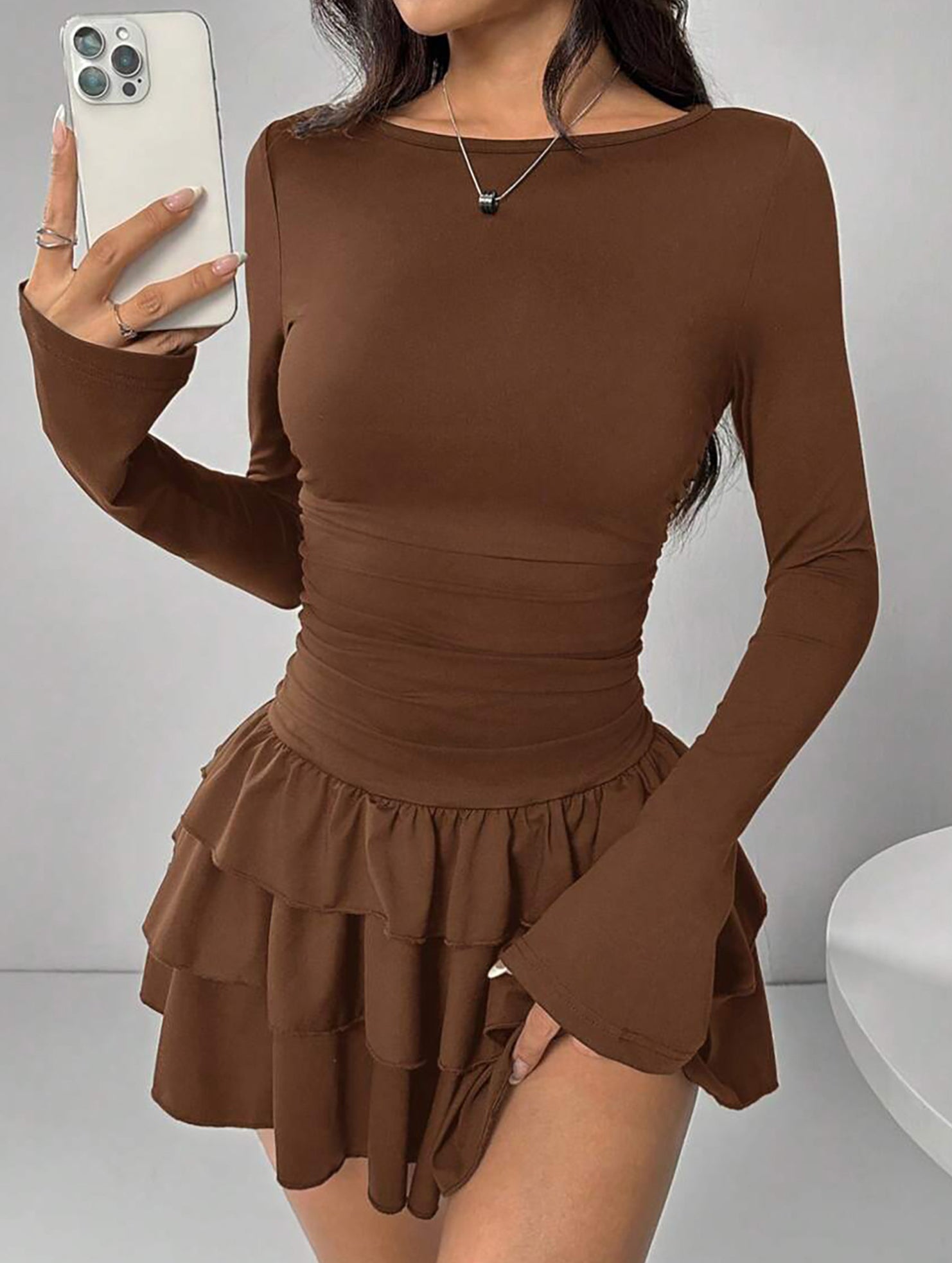 Slim-fit, flattering long-sleeved dress for women_CWDSD11332