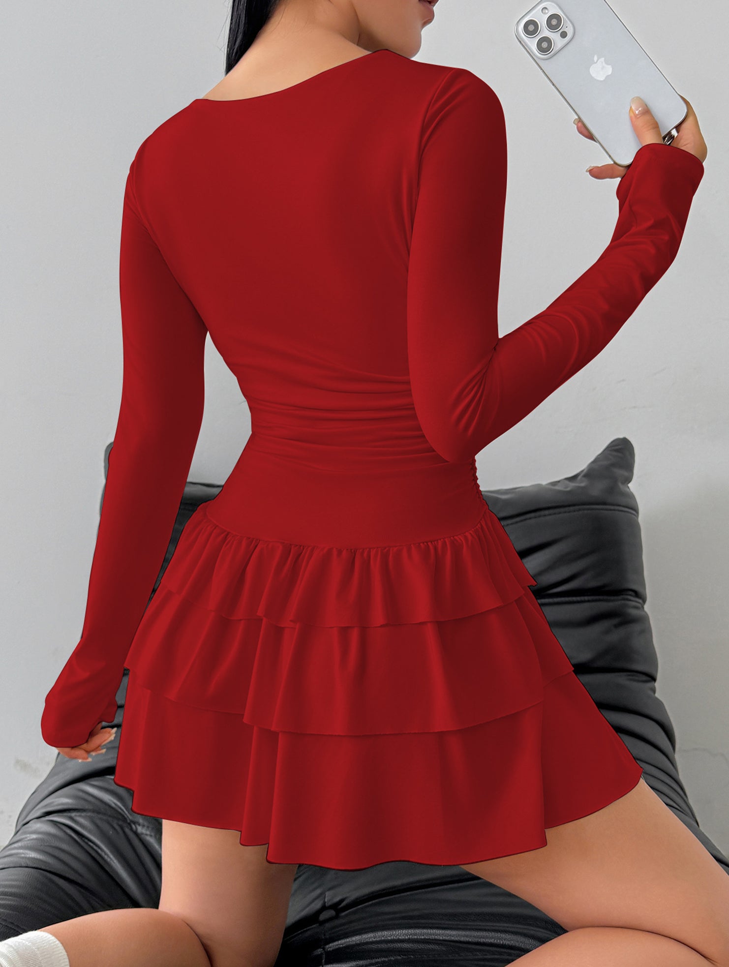 Slim-fit, flattering long-sleeved dress for women_CWDSD11332