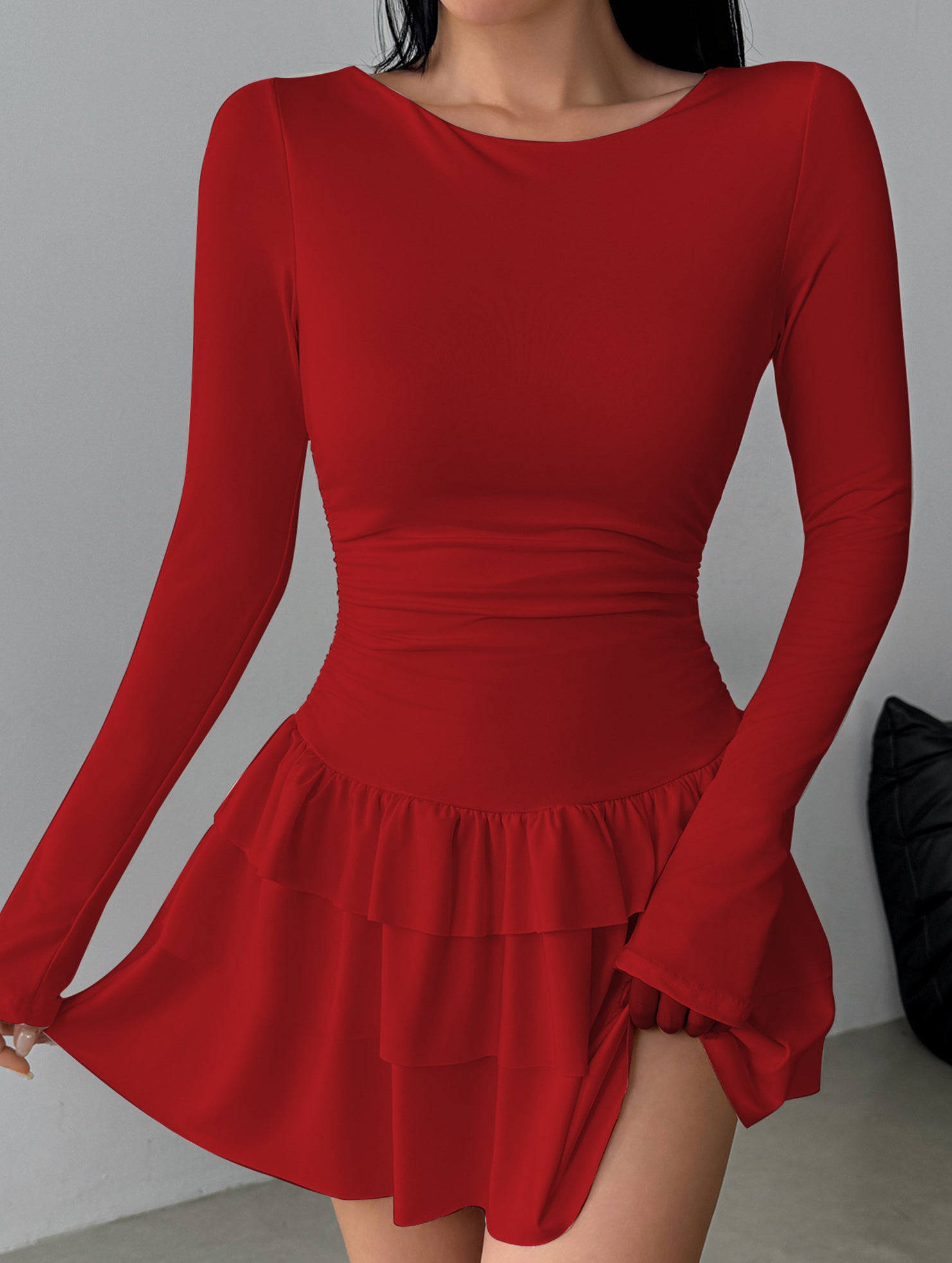 Slim-fit, flattering long-sleeved dress for women_CWDSD11332