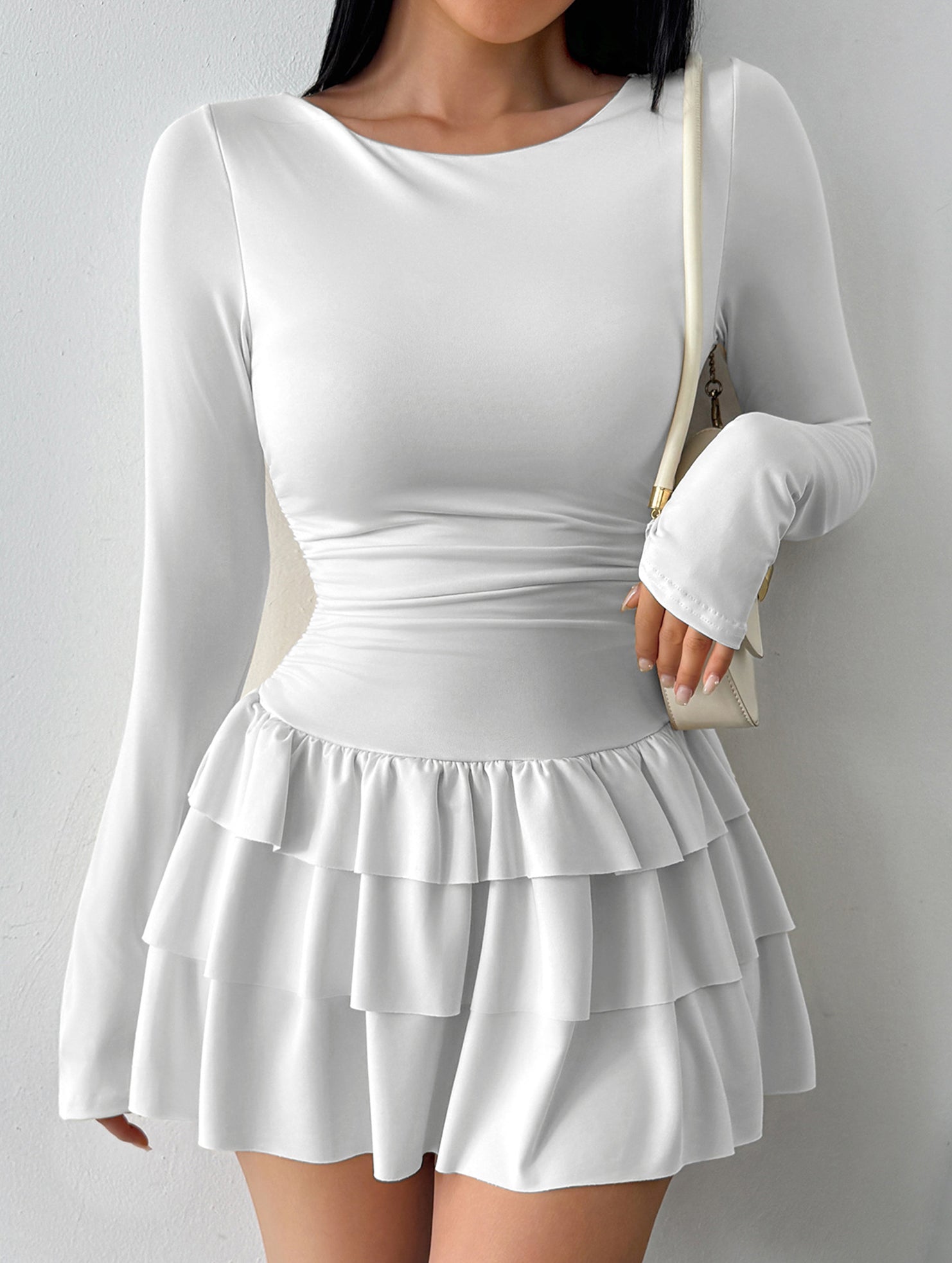 Slim-fit, flattering long-sleeved dress for women_CWDSD11332