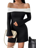Women's off-shoulder bell sleeve dress_CWDSD11336