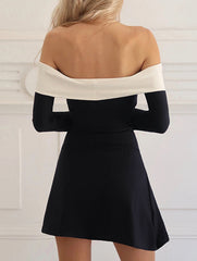 Women's off-shoulder bell sleeve dress_CWDSD11336