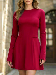 Backless long-sleeved slim-fit dress for women_CWDSD11340