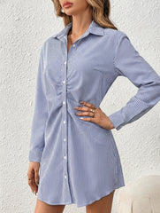 Elegant striped waist-cinching dress for women_CWDSD11368