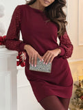 Fashionable puff sleeve slim-fit long-sleeved dress