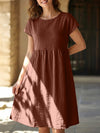 Summer chic round neck A-line dress with pockets
