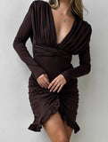 Ruched Bodycon Satin Midi Dress