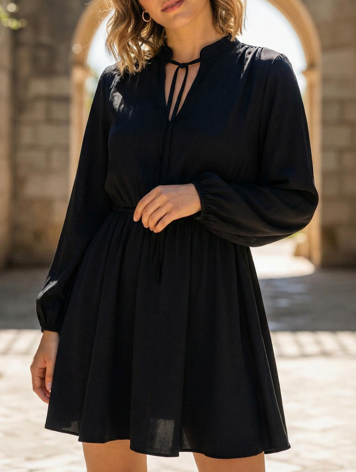 V-neck fashionable and sexy A-line dress for women_CWDSD11450