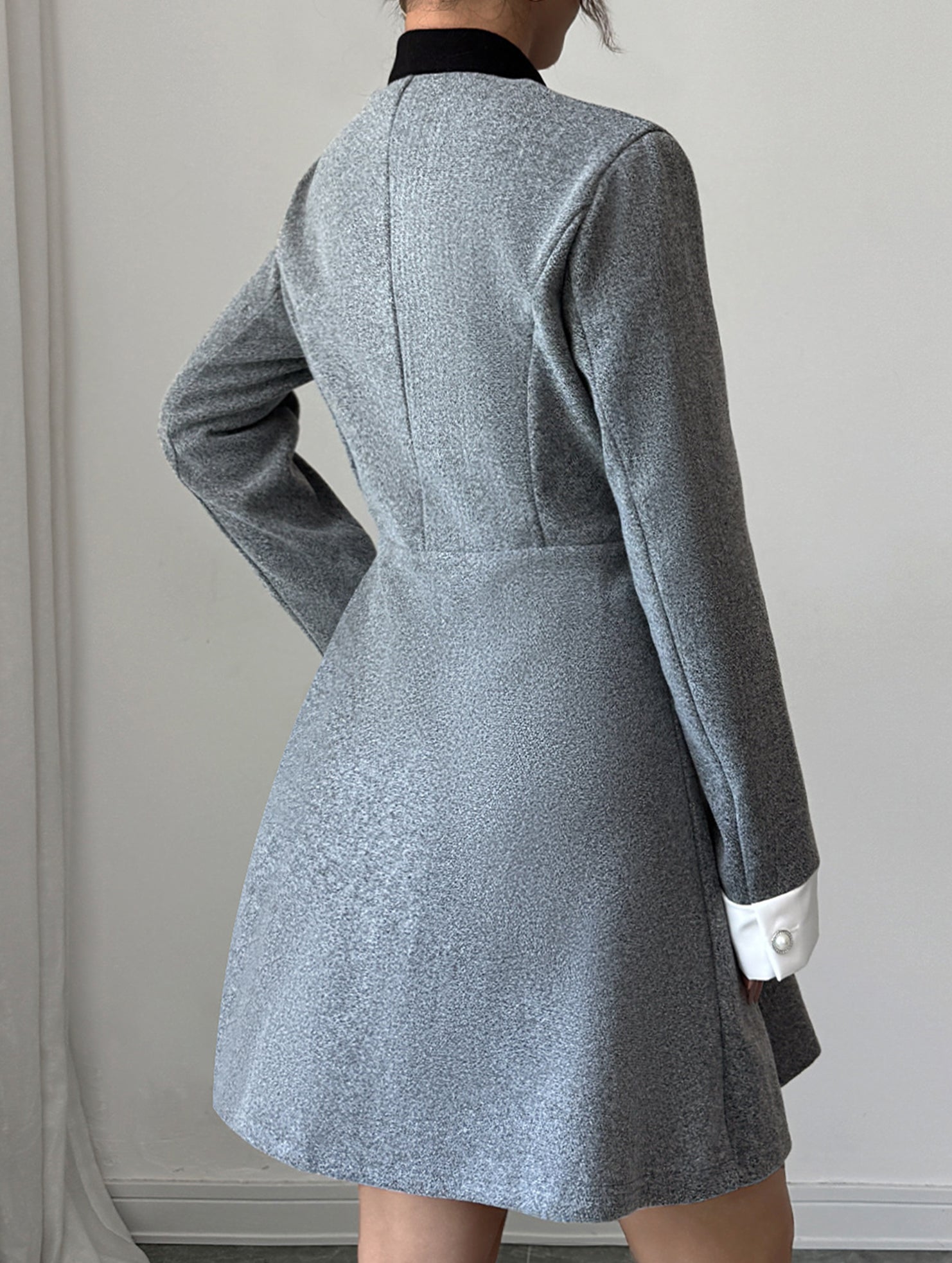 Contrast Collar Tweed Style Mini Dress_CWDSD11457