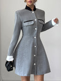 Contrast Collar Tweed Style Mini Dress_CWDSD11457