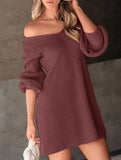 Lantern Sleeve Knit Sweater Dress_CWDSD11475