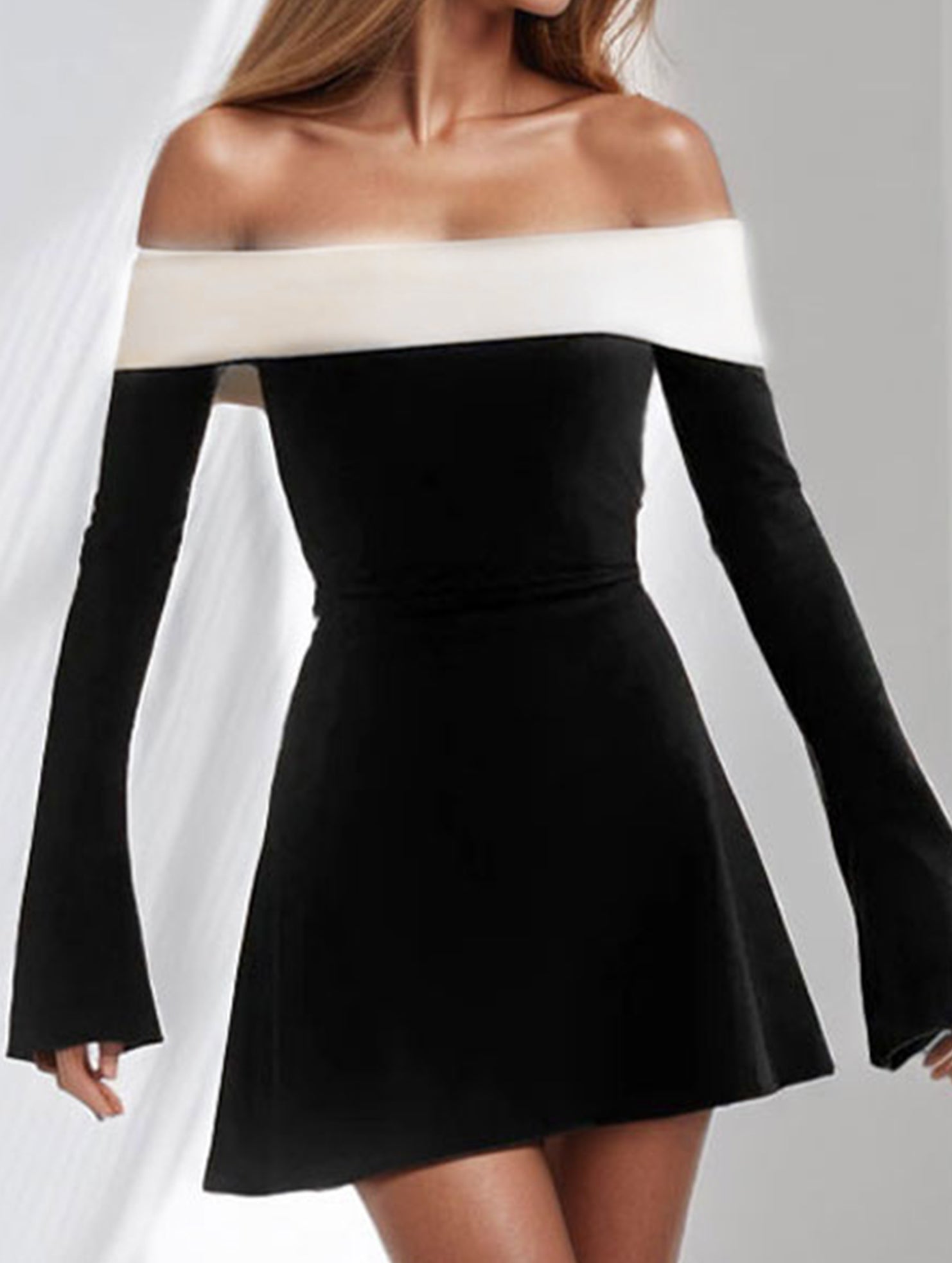 Versatile off-shoulder slim-fit waist dress for women_CWDSD11504