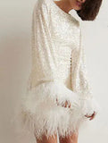 Solid Color Fringe Knit Sweater Dress_CWDSD11542