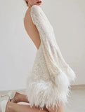 Solid Color Fringe Knit Sweater Dress_CWDSD11542