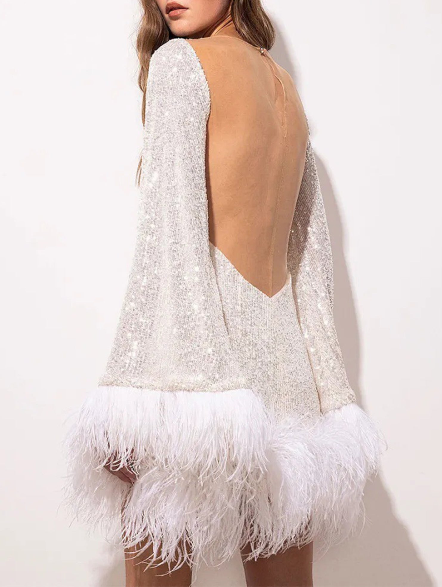 Solid Color Fringe Knit Sweater Dress_CWDSD11542
