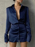 Loose Collar Shirt Sleeve Pencil Dress