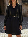 V Neck Waist Fit A Line Dress_CWDSD11545