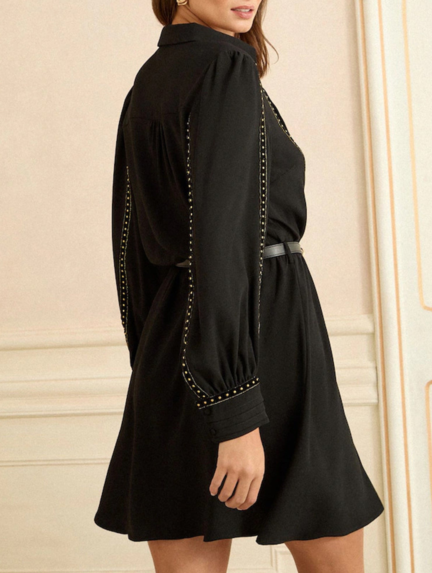 V Neck Waist Fit A Line Dress_CWDSD11545
