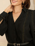 V Neck Waist Fit A Line Dress_CWDSD11545
