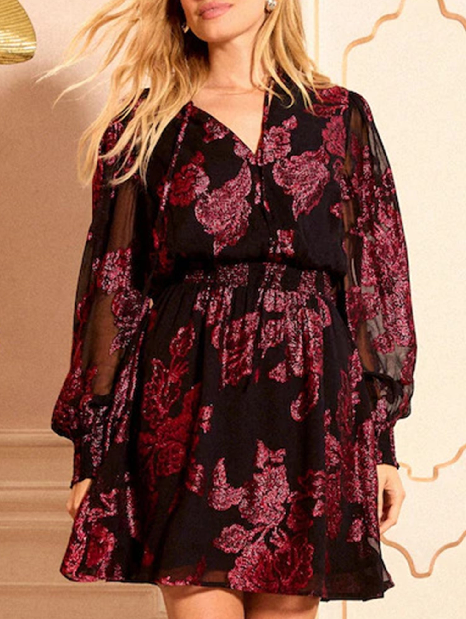 Two Piece Chiffon Printed Midi Dress_CWDSD11550