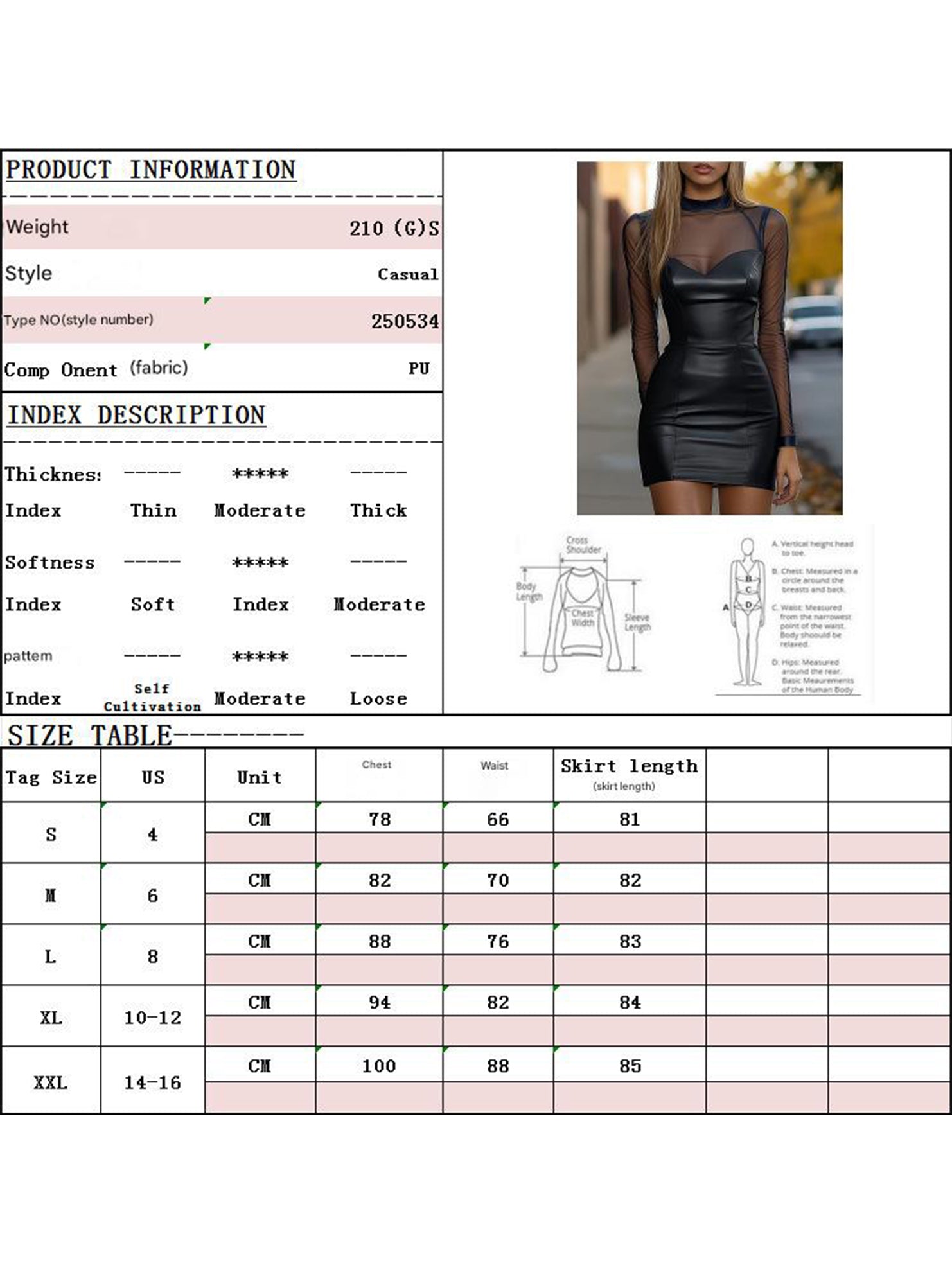 Mesh Patchwork Leather Bodycon Dress_CWDSD11594