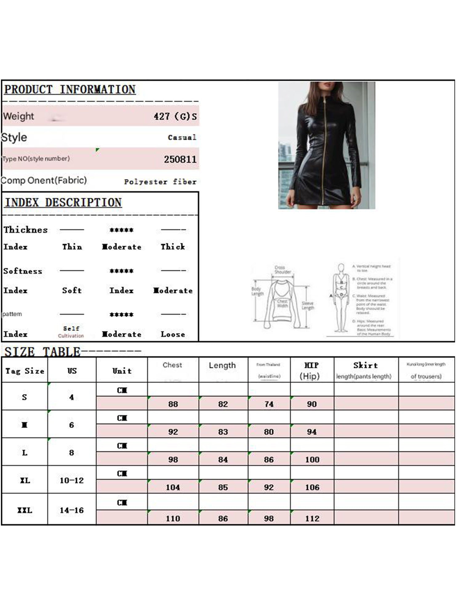 PU Leather Glossy Long Sleeve Bodycon Dress_CWDSD11596