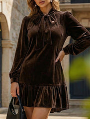 Vintage Loose Long Sleeve Solid Maxi Dress_CWDSD11605