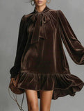 Vintage Loose Long Sleeve Solid Maxi Dress_CWDSD11605
