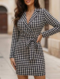 Elegant and slim-fitting suit collar dress for women_CWDSD11617