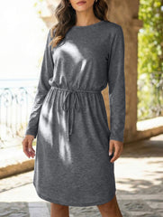 Solid Crew Neck Tie Slit Midi Dress_CWDSD11621