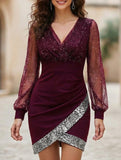 Women's mesh sequin patchwork dress