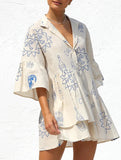 Comfortable bell-sleeved ethnic-style loose dress