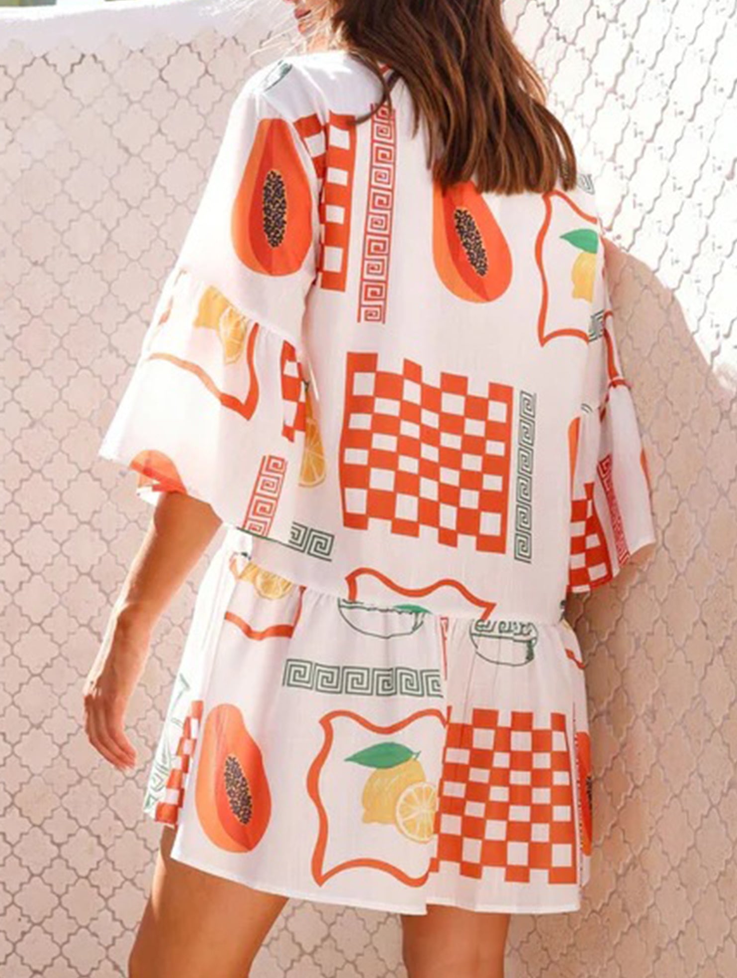 Comfortable bell-sleeved ethnic-style loose dress