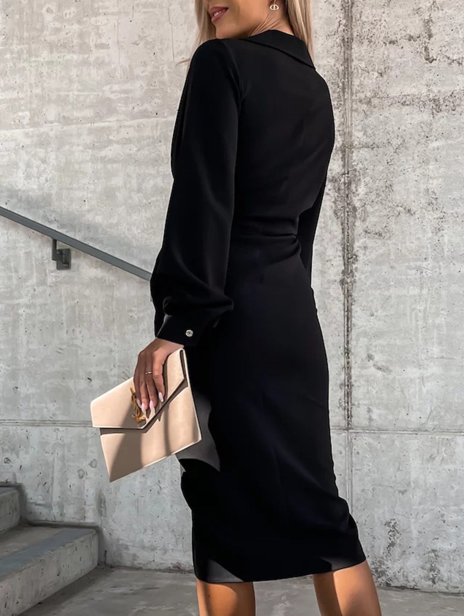 Solid color cross shirt dress for women