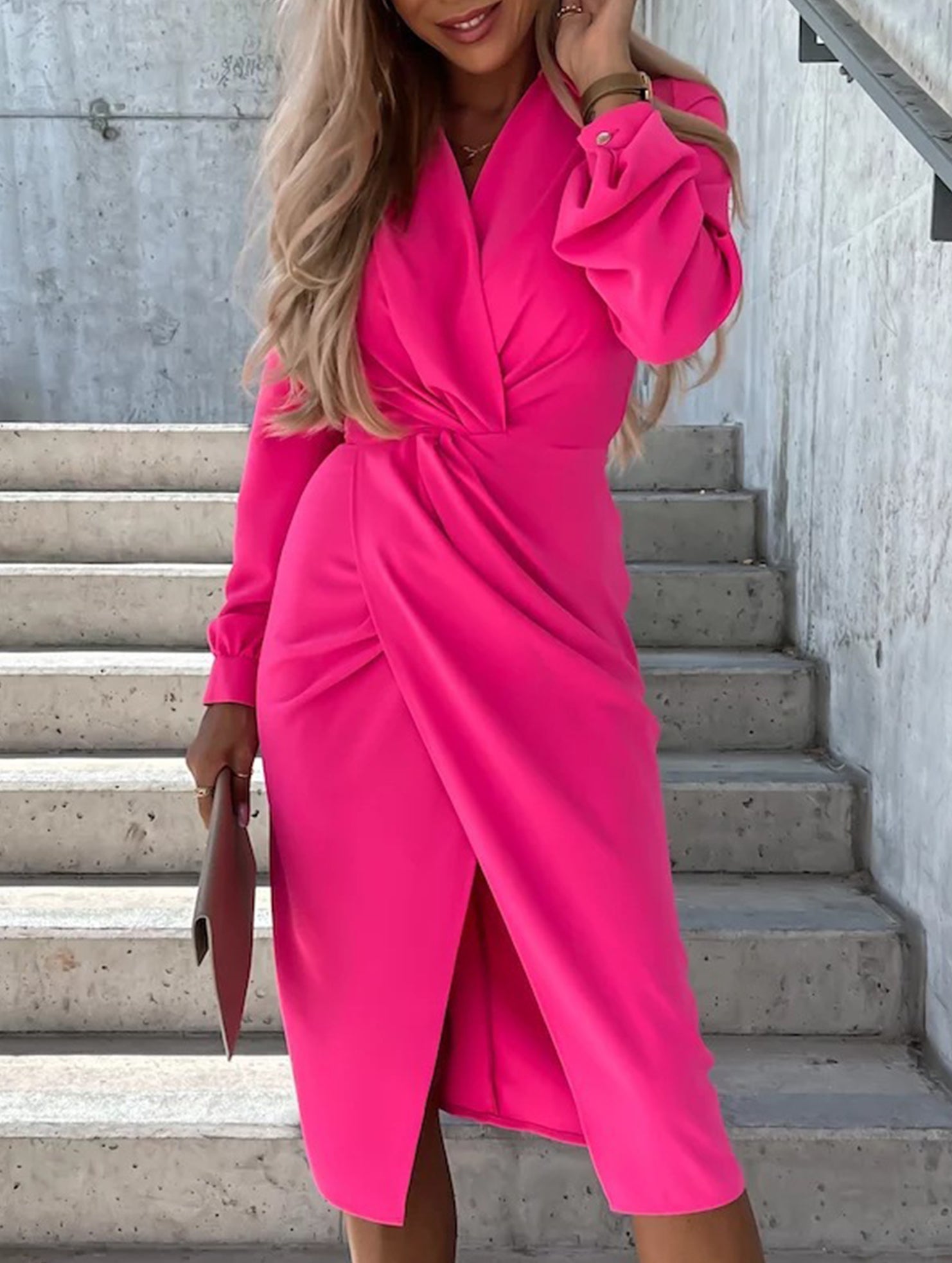 Solid color cross shirt dress for women