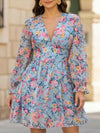 Floral Print Puff Sleeve Chiffon Dress for Women