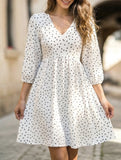 Polka Dot V Neck High Waist Midi Dress